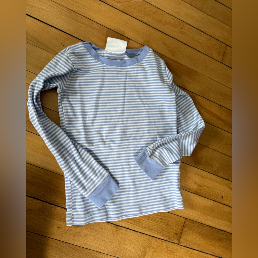 Lake‎ blue and white long sleeve striped top youth